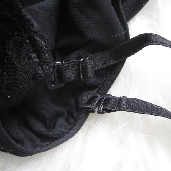 Sexy Black Lace Lingerie Bodysuit Padded Demi Bra Convertible Straps 36B M - Picture 9 of 10